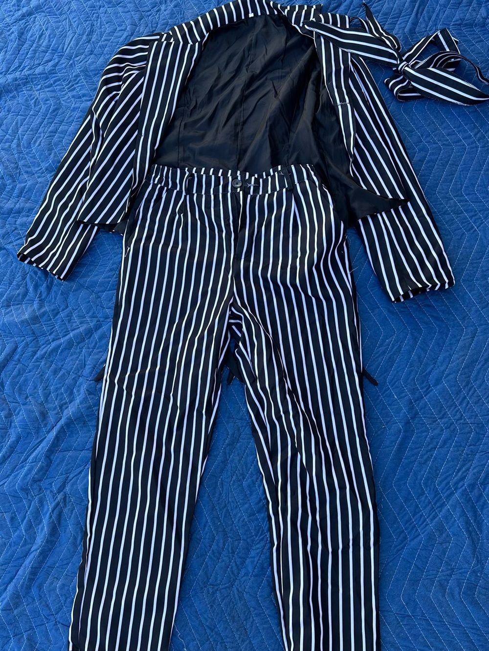 Kids Black & White Vertical Stripe Pajama Set